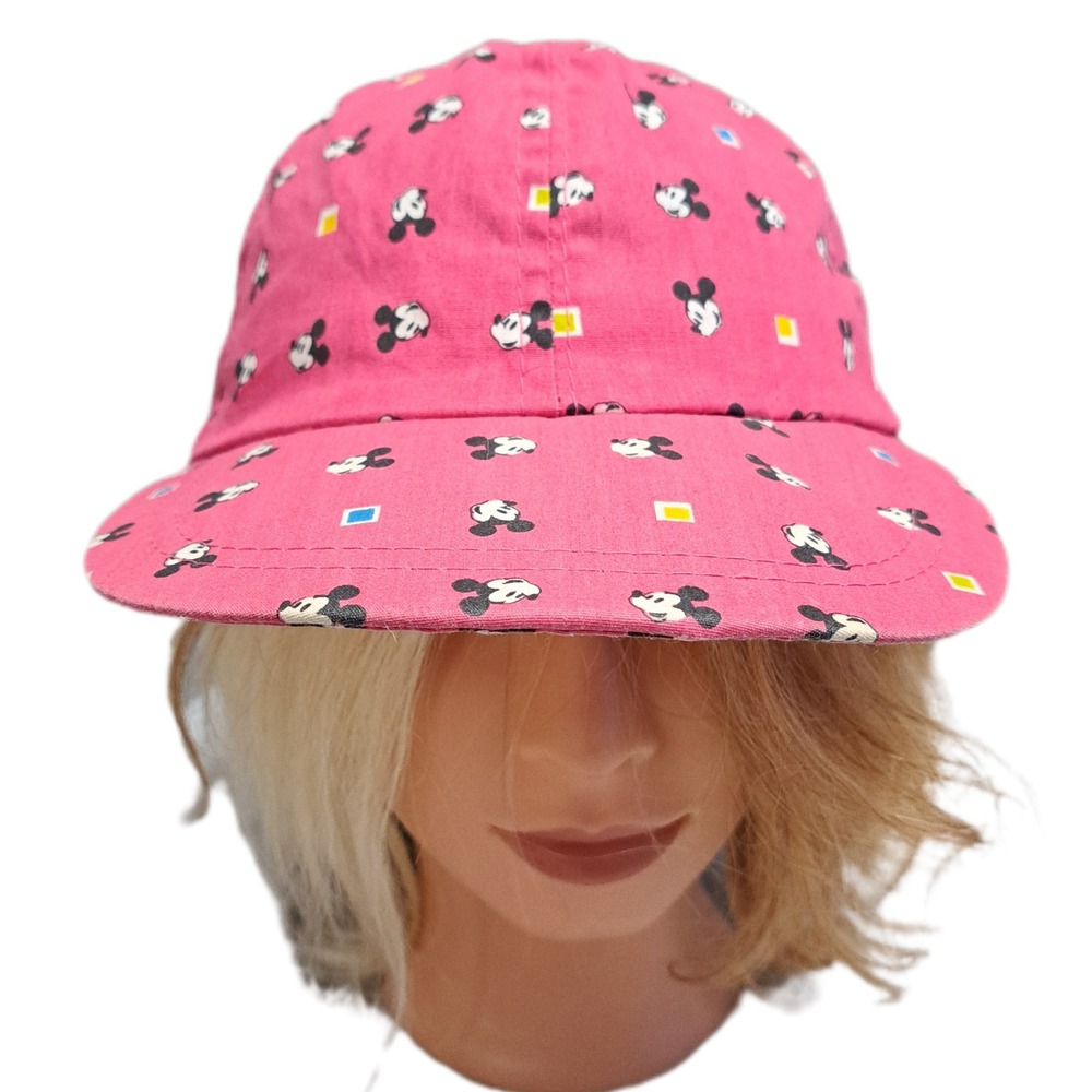 Disney Mickey Mouse Hat Unisex Adult Pink Vintage 80s 90s Made in USA Elastic
